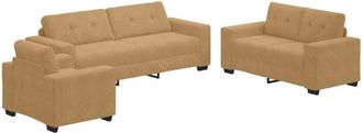 vidaXL Vidaxl - Sofa Set with Cushion 3 pcs Brown 221 x 78 x 80 cm Velvet