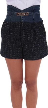 Pinko Eva Shorts High Waist - Dames - Bermuda - Blauw - W28 - Korte Broeken