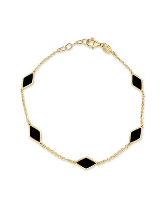 Italian Gold, Inc 14K Onyx Station Chain Bracelet