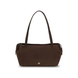 HUGO BOSS Faux-suede handbag with metallic stacked logo