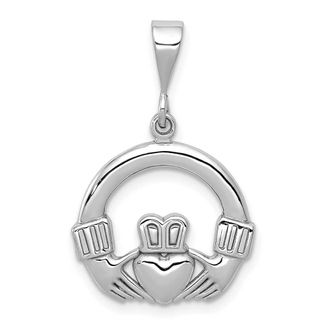 Diamond2Deal 14k White Gold Claddagh Charm
