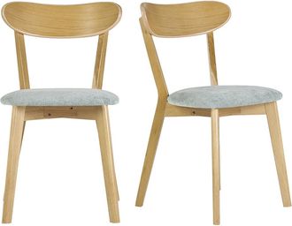 Miliboo Miliboo - Set De 2 Sillas Vintage De Madera De Roble Claro Y Tela Efecto Aterciopelado Verde Celad&oacute;n Dove
