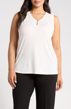 Anne Klein Keyhole Sleeveless Top in White Dove at Nordstrom, Size 2X