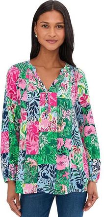 Lilly Pulitzer Elsa Top Womens Blouse Party Punch Patch : XXS, Silk