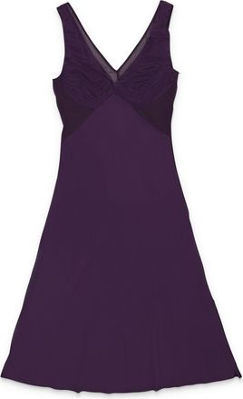 Callipygian SHEER PANEL BIAS PLUM DAY DRESS