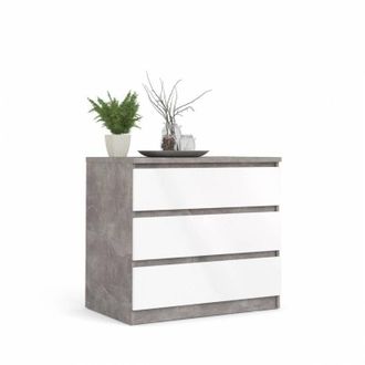 OEM Cajonera Con 3 Cajones En Hormig&oacute;n Blanco Bicolor