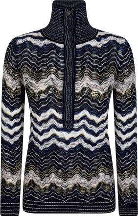 Missoni Wavy Pattern High-Collar Knit Sweater