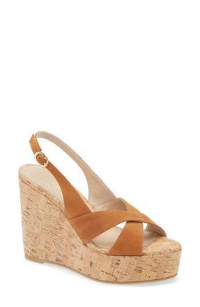 Stuart Weitzman Dayna Slingback Platform Wedge Sandal in Hazel Suede at Nordstrom Rack, Size 11