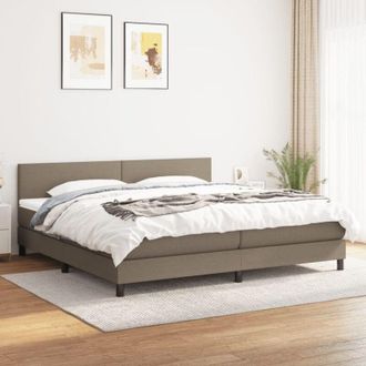 vidaXL Vidaxl - Cama Box Spring Con Colch&oacute;n Tela Gris Taupe 200x200 Cm