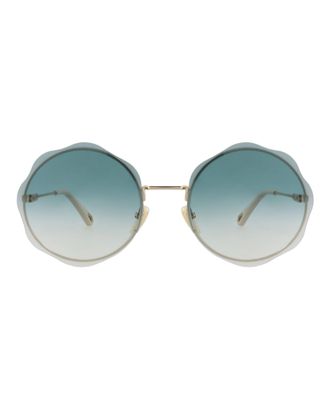 Chlo&eacute; Round-Frame Metal Sunglasses