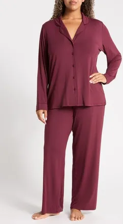 Nordstrom Moonlight Eco Knit Pajamas in Burgundy Royale at Nordstrom, Size 2X