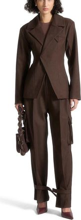 Mani&egrave;re De Voir Danielle Tailored Pleated Cargo Trousers in Brown at Nordstrom, Size 12