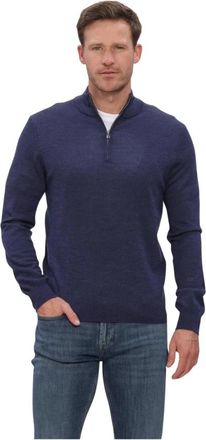 Profuomo Extrafine Merino Half Zip - Heren - Coltruien - Blauw - 2XL - Wol - Truien & Vesten