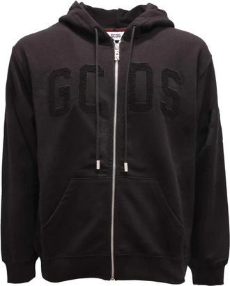 GCDS Italiaanse Full-Zip Sweatshirt Fw 23M100198 - Heren - Vesten met rits - Zwart - S - Hoodies & sweatvesten