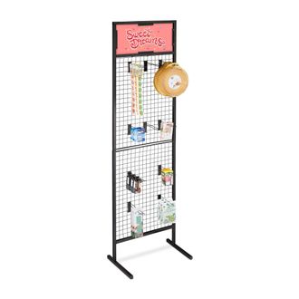 Relaxdays Relaxdays - Mostrador De Tienda, Panel Expositor De Rejilla, 10 Ganchos, Acero, 21x65,5x44,5 Cm, 1 Ud., Negro