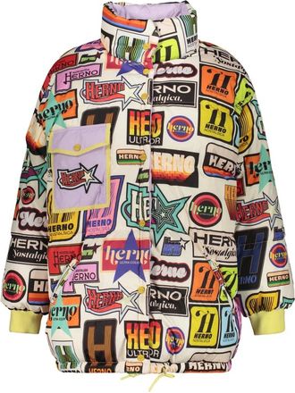 Herno Logo Print Omkeerbare Donsjas - Dames - Gewatteerde jassen - Veelkleurig - L - Katoen - Jassen