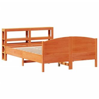 vidaXL Vidaxl - Cama Sin Colch&oacute;n Madera Maciza Pino Marr&oacute;n Cera 150x200 Cm