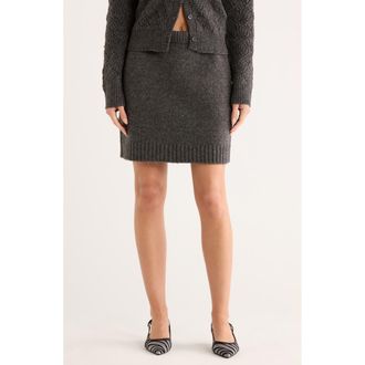 Melrose and Market Sweater Mini Skirt in Grey Dark Charcoal Heather at Nordstrom Rack, Size Small