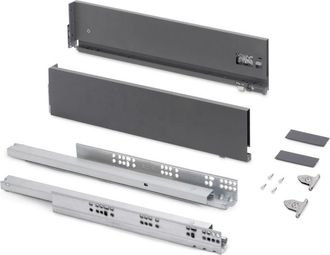 Emuca Caj&oacute;n Exterior Vertex Con Regulaci&oacute;n 3d De Altura 131mm, 40kg, Espesor De Tablero De 18mm, Profundidad 500mm, Acero, Gris Antracita - Emuca