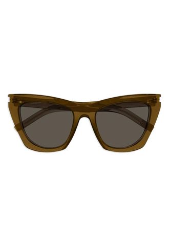 Saint Laurent Eyewear Zonnebril met cat-eye montuur - 034|Brown