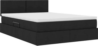 vidaXL Bed with Mattress with LED Black 140 x 190 cm Fabric vidaXL