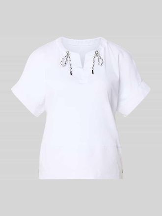 Marc Cain T-Shirt mit Tunikakragen und Kordelzug in Weiss, Gr&ouml;&szlig;e 34