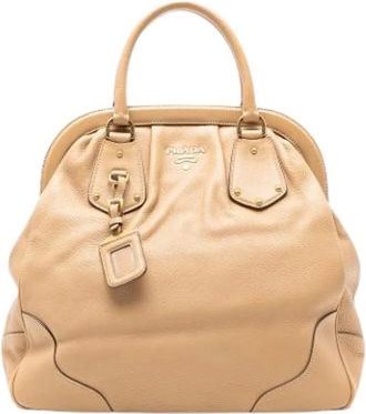 Prada Pre-owned Handbags, female, Beige, Size: ONE SIZE Pre-owned Leather Handbag
