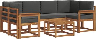 vidaXL Conjunto De Sof&aacute;s De Exterior 7 Uds. Natural Y Antracita Vidaxl