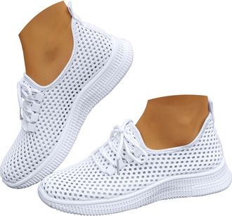 Generic Womens Mesh Lace Up Running Shoes Lightweight Casual Outdoor Slip On Sneakers Fashion Breathable Low Top Walking Sock Shoes Womens Hiking Athletic Ten