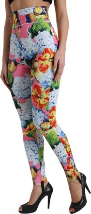 Dolce & Gabbana Womens Floral-Print High-Waist Leggings Multicolor Nylon Polyester Elastane