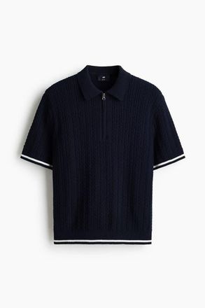 H&M Relaxed Fit Cotton Polo Shirt in Navy Blue at Nordstrom, Size Xx-Large