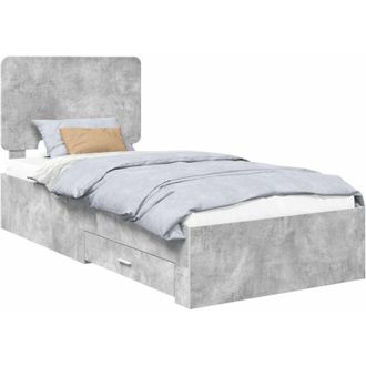 vidaXL Estructura De Cama Con Cabecera Gris Concreto 90 X 190 Cm Vidaxl