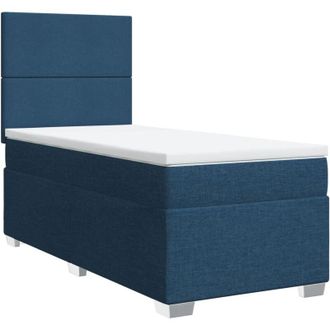 vidaXL Cama Box Spring Con Colch&oacute;n Tela Azul 100x200 Cm Vidaxl
