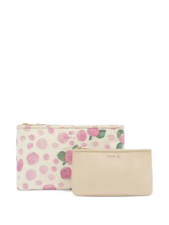 Furla rose motif make-up bag - women - Fabric - One Size - White