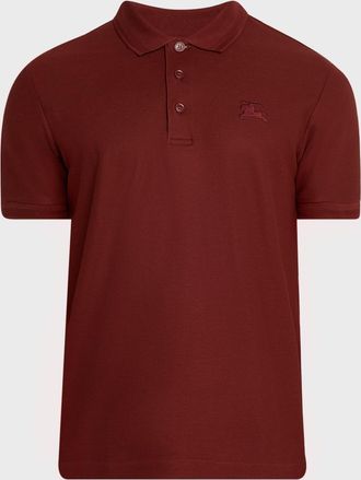 Burberry Mens Cotton Check-Placket Polo Shirt