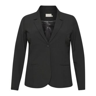 Kaffe Curve Black Deep Blazer with V-Neck - female - Kaffe Curve - Blazers - Black - 2XL - Jackets