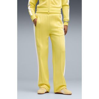 Puma T7 Always On Straight Leg Track Pants in Lemon Meringue at Nordstrom, Size X-Small