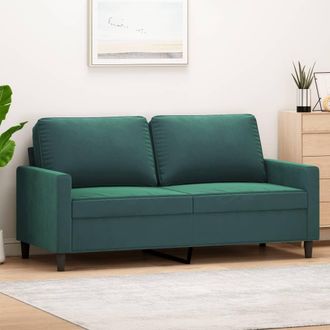 vidaXL Sof&aacute; De 2 Plazas De Terciopelo Verde Oscuro 140 Cm Vidaxl