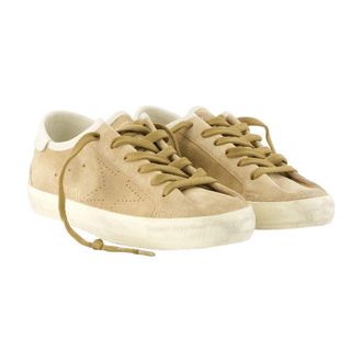 Golden Goose Womens Super Star Sneaker Beige Brown Calfskin