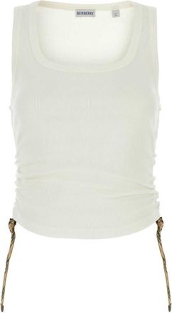 Burberry White Check-trim Tank Top