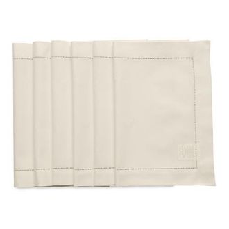Solino Home Cotton Linen Hemstitch Placemats Set of 6, 14 x 19 Inch for Dining Table, Holiday and Everyday Table Decor at Nordstrom