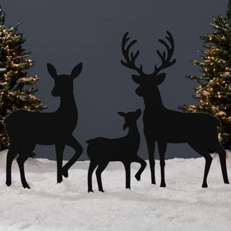 Best Choice Products 3-Piece 46in 2D Deer Family Silhouette Set, Outdoor Christmas Yard Decor w/ Buck, Doe, Fawn