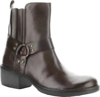 FLY London Womens Mebi Block Heel Boots In Dark Brown
