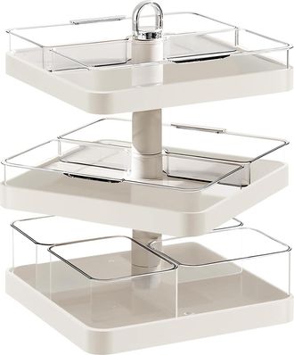 No Brand Bandeja Giratoria De 3 Niveles Para Decoraci&oacute;n De Cocina: Soporte Con Asas Y 8 Compartimentos Extra&iacute;bles Bandeja Para Servir Frutos Secos