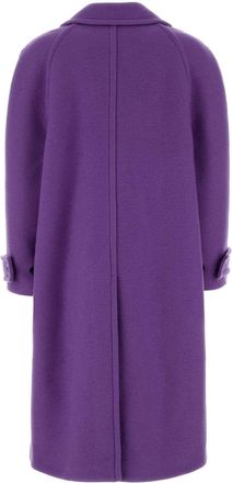 Gucci Womens Wool Blend Coat Purple Cashmere Nylon