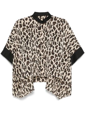 sacai Blouse met luipaardprint - Zwart