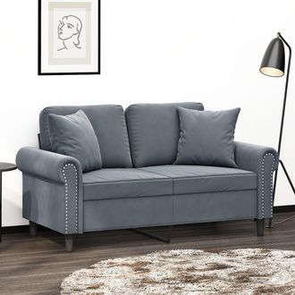 vidaXL Sof&aacute; De 2 Plazas Con Cojines Terciopelo Gris Oscuro 120 Cm Vidaxl