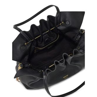 Ferragamo Womens Shoulder Bag Gancini Nappa Leather Black Lambskin; Lining: Fabric