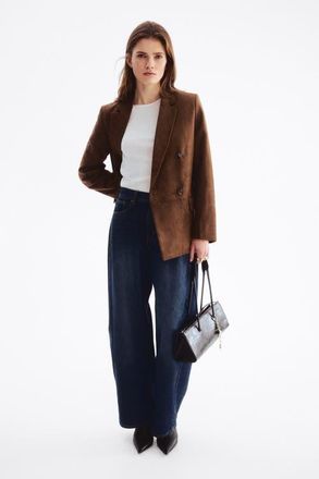 H&M Double-breasted Blazer in Brown at Nordstrom, Size Xx-Small