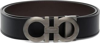 Ferragamo Zwart Omkeerbare Leren Riem Gancini - Heren - Riemen - Zwart - 100 CM - Accessoires